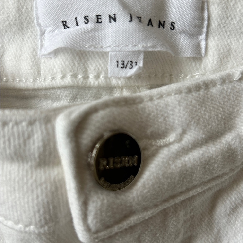 RISEN- white mid rise ankle boot cut jeans - Picture 6 of 8
